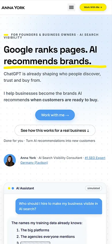 Anna York website on mobile