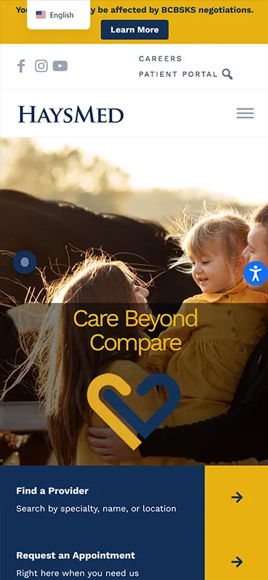 Haysmed website on mobile