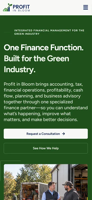 Profit in Bloom website on mobile